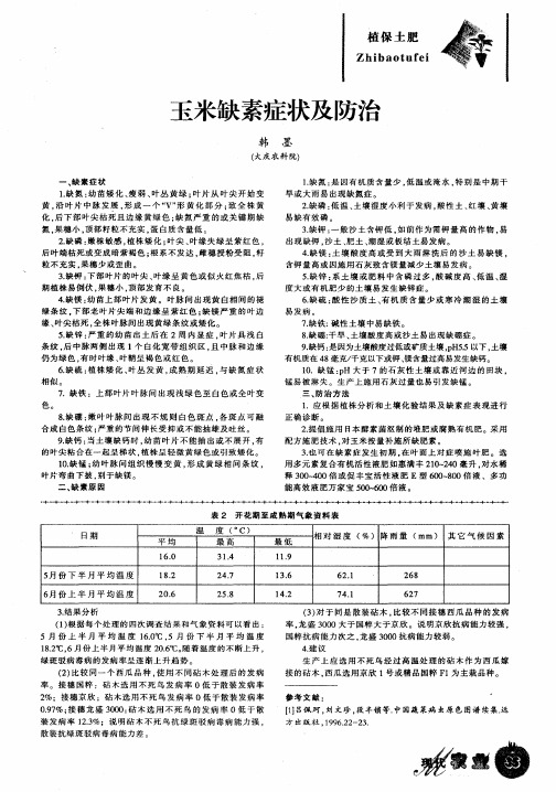 玉米缺素症状及防治