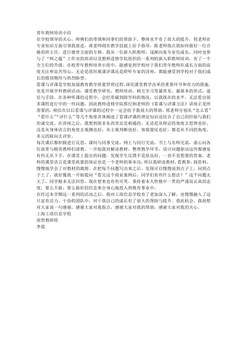 青年教师培养小结——李震