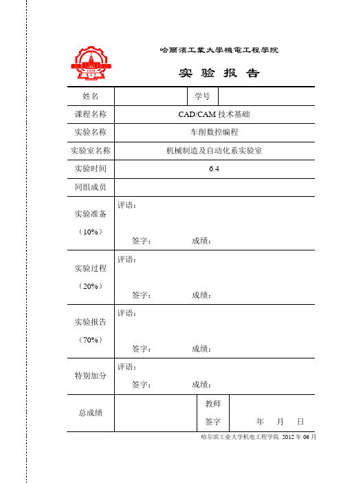 哈工大——CADCAM实验报告模板1