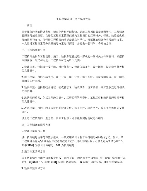 工程档案管理分类及编号方案