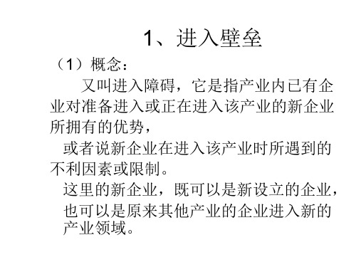 产业经济学进入和退出壁垒