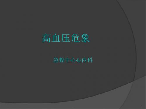 (医学课件)高血压危象ppt演示课件