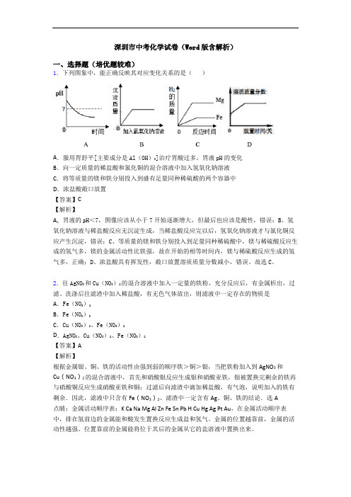 深圳市中考化学试卷(Word版含解析)