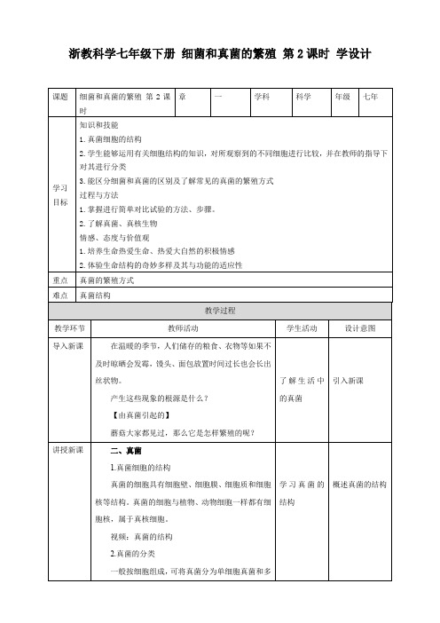 细菌和真菌的繁殖（教案）