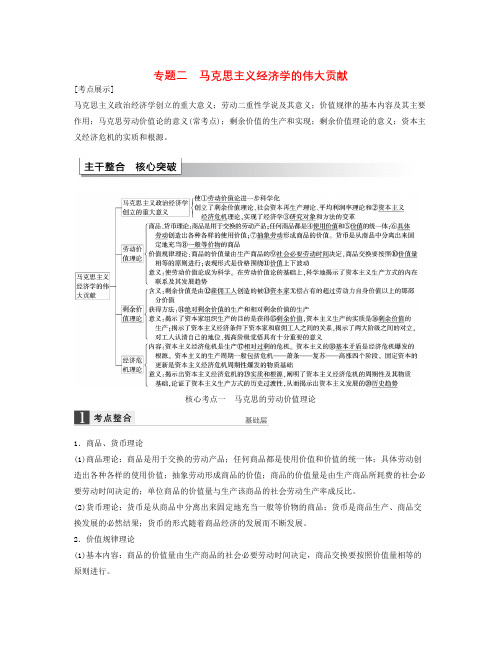 人教版高中政治选修2专题二《马克思主义经济学的伟大贡献》word综合整理教案