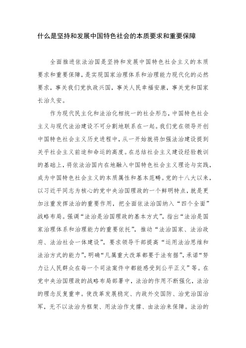 什么是坚持和发展中国特色社会的本质要求和重要保障