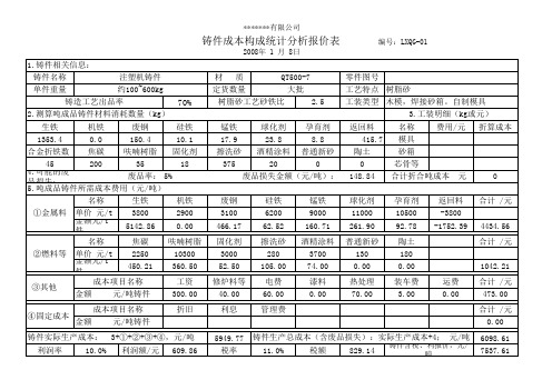 铸铁件成本核算及报价计算器