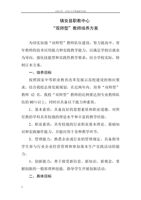 “双师型”教师培养方案