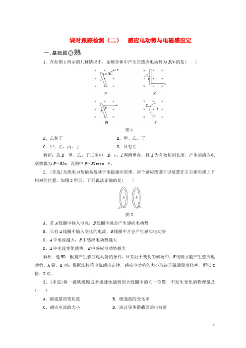 2019-2020学年高中物理课时跟踪检测二感应电动势与电磁感应定鲁科版选修3_2