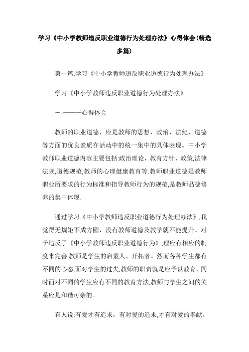 学习《中小学教师违反职业道德行为处理办法》心得体会(精选多篇)