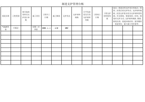 掘进支护管理台帐