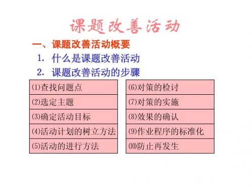 TPM实战教程4课题改善