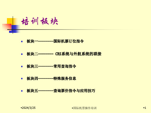 国际机票操作培训课件