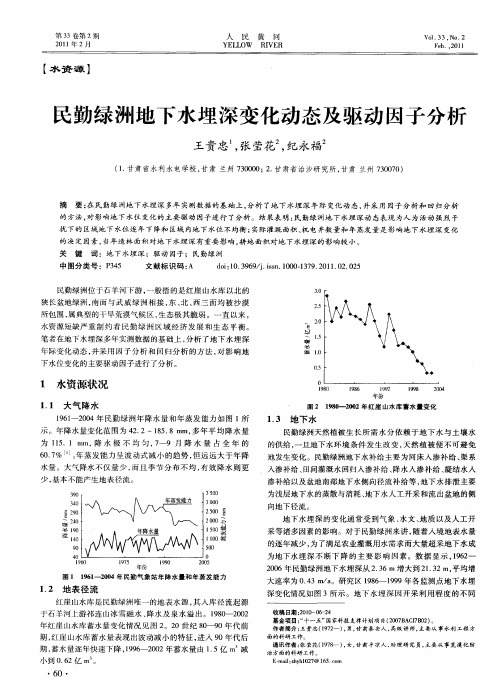 民勤绿洲地下水埋深变化动态及驱动因子分析