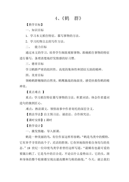 初中语文七年级下册《4鹤群》word教案 (2)