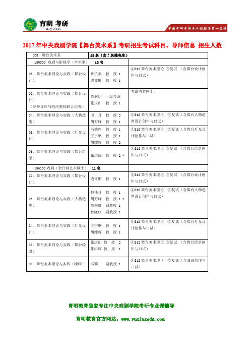 2017年中央戏剧学院【舞台美术系】研专业课高分讲义