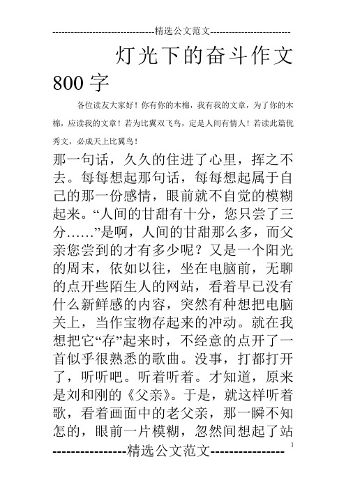 灯光下的奋斗作文800字