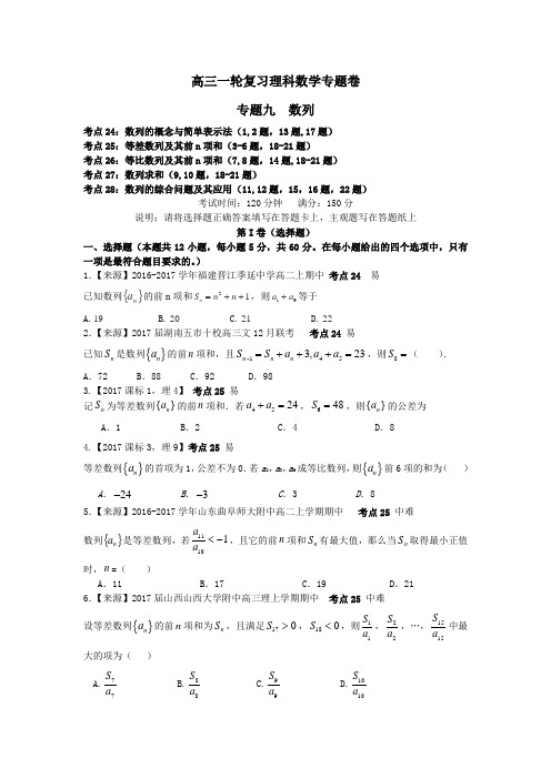 中学数学  数列  练习题(含答案)