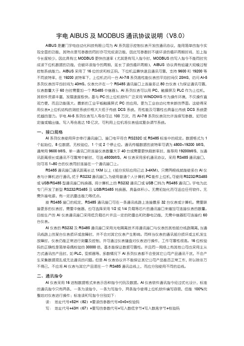 宇电 AIBUS 通讯协议说明说明书