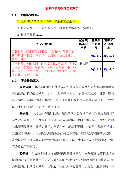 ★服装成品抽样检验方法