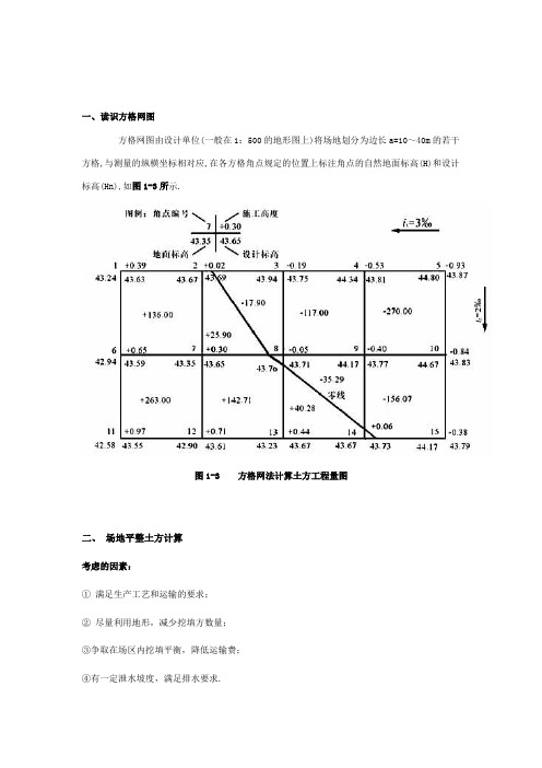 方格网法计算土方量教材及例题