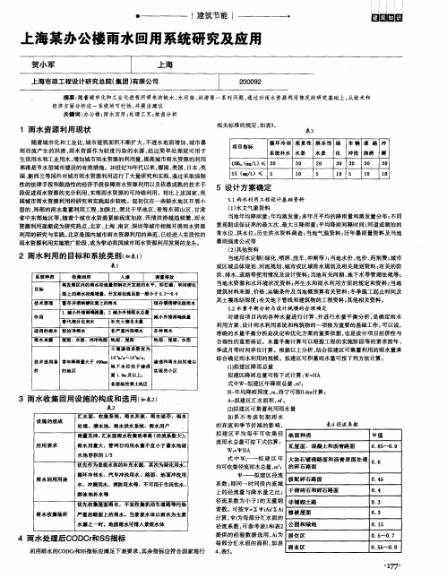 上海某办公楼雨水回用系统研究及应用