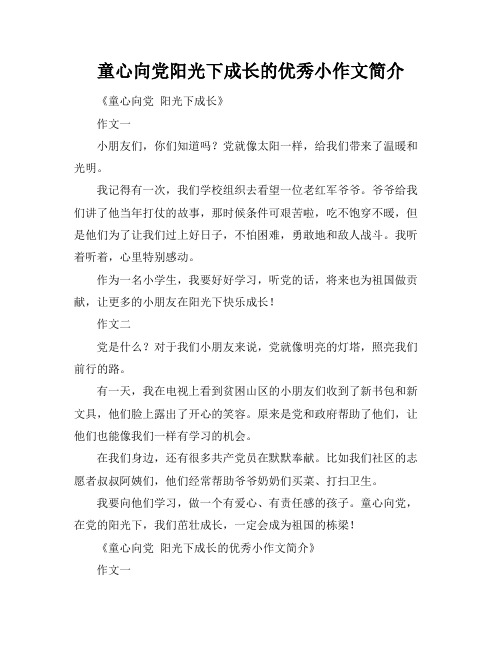 童心向党阳光下成长的优秀小作文简介