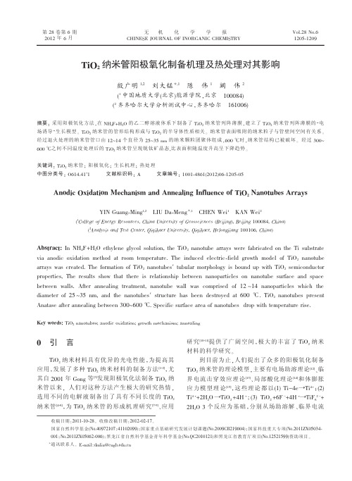 TiO_2纳米管阳极氧化制备机理及热处理对其影响