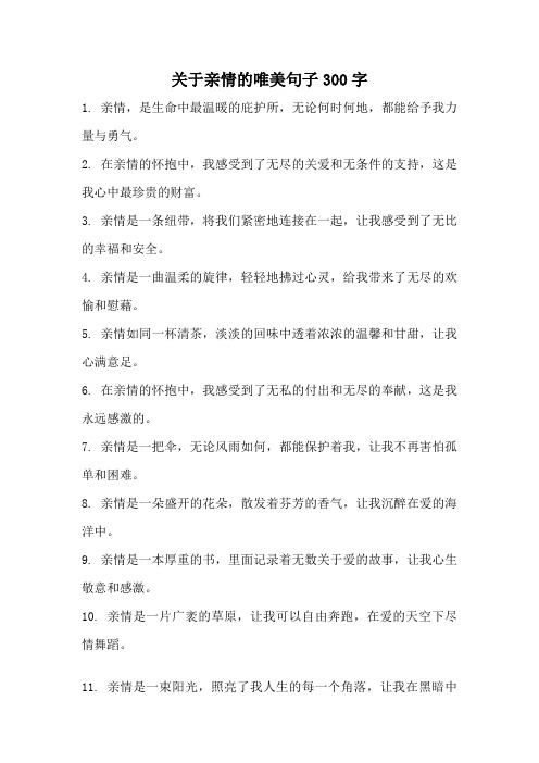 关于亲情的唯美句子300字