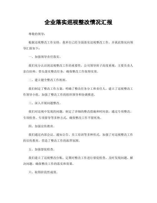 企业落实巡视整改情况汇报