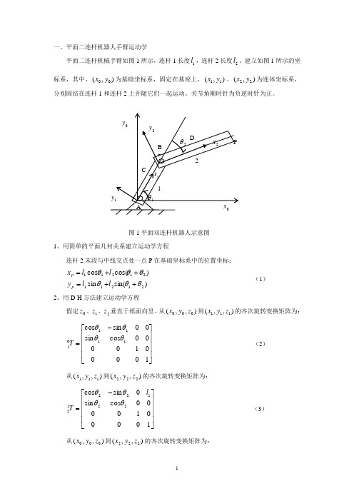 (完整版)用平面二连杆机器人为例贯穿运动学、雅可比、动力学、轨迹规划甚至控制与编程