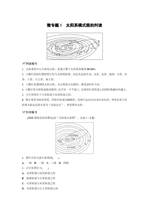 高中地理必修一讲义第一章 微专题1 太阳系模式图的判读