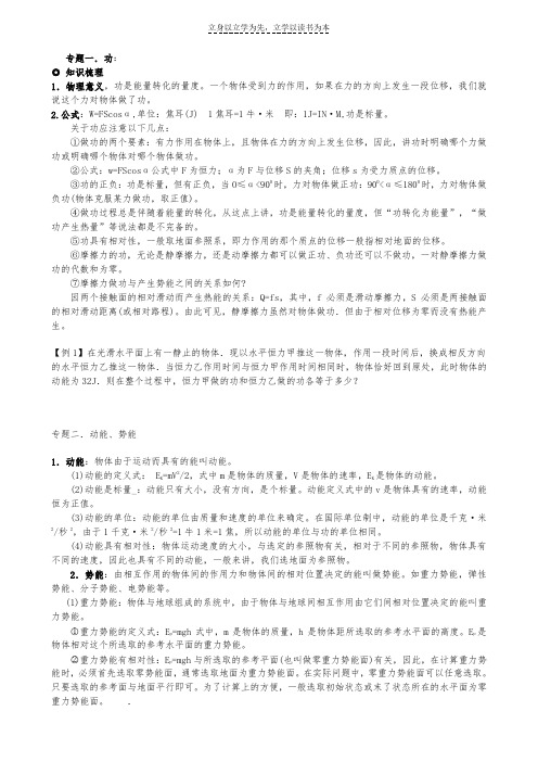 高中物理专题讲座_必修二_功和功率专题