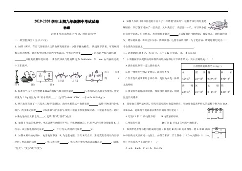 2019-2020学年上期九年级物理期中考试试卷