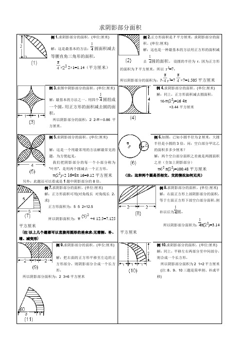 小学六年级求阴影部分面积试题和答案