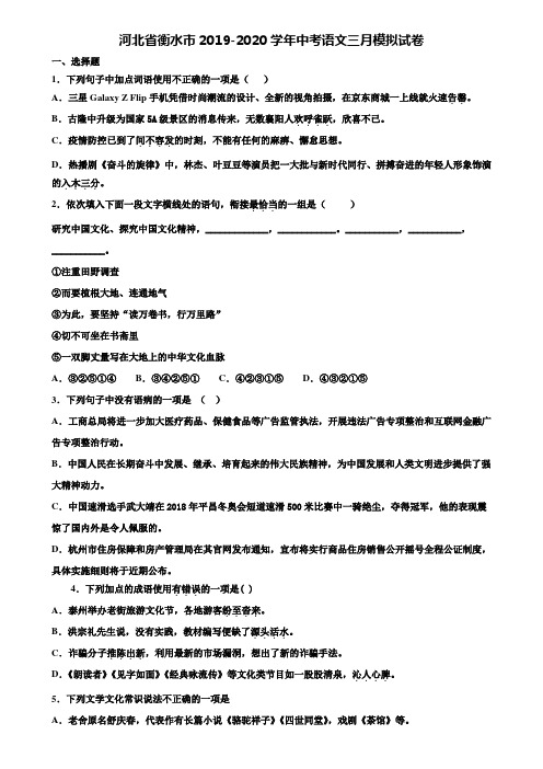 河北省衡水市2019-2020学年中考语文三月模拟试卷含解析