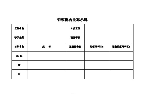 配合比标示牌