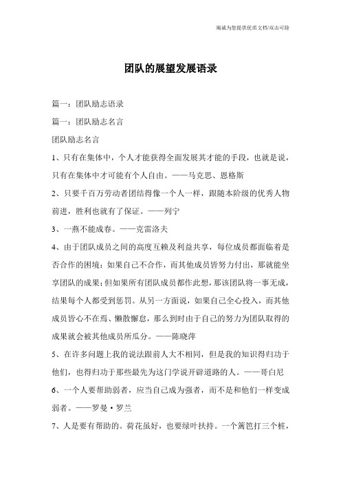 团队的展望发展语录