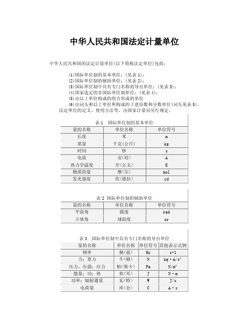 中华人民共和国法定计量单位