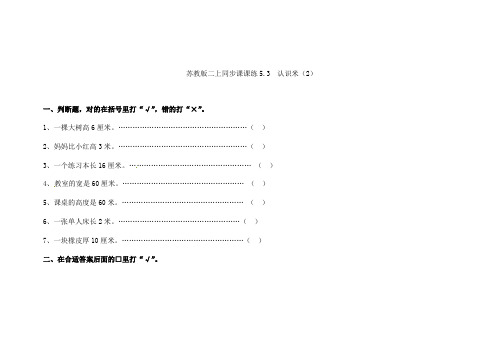 苏教版二年级数学上册一课一练认识米