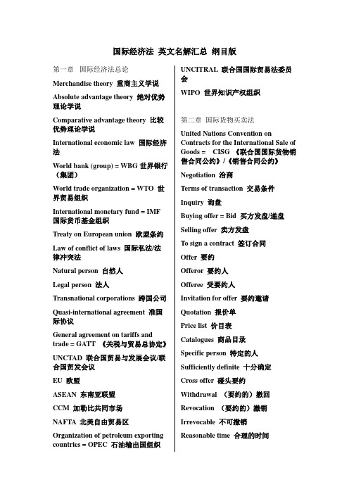 国际经济法-英文名解汇总-纲目版