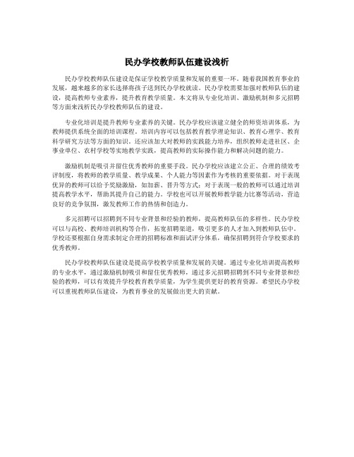 民办学校教师队伍建设浅析