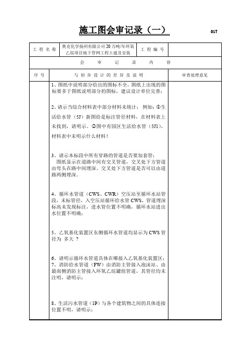 施工图会审记录(一)