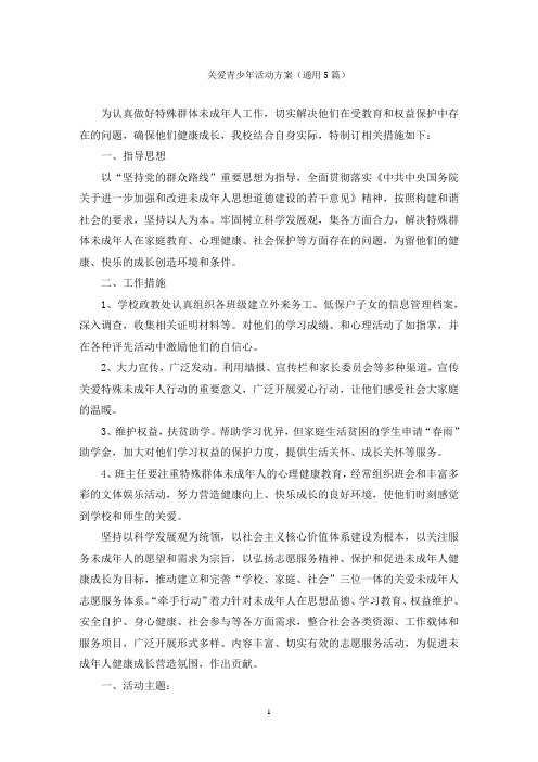 关爱青少年活动方案