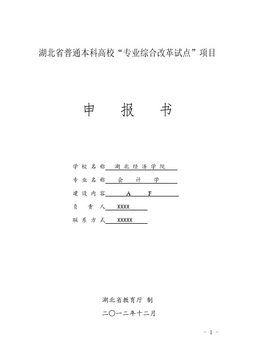 湖北省普通本科高校“专业综合改革试点”项目