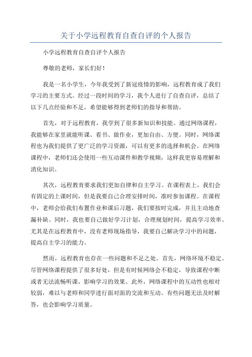 关于小学远程教育自查自评的个人报告