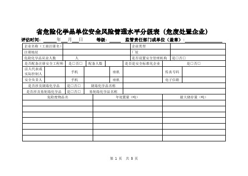 省级安委会制发危险化学品单位安全风险管理水平分级表(危废处置企业)