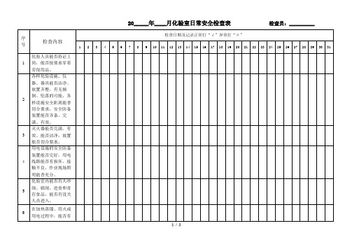 化验室日常安全检查表(可修改)