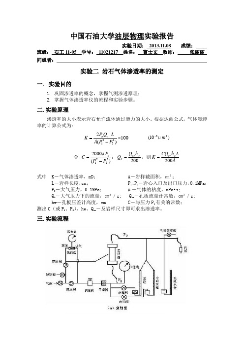 岩石气体渗透率的测定实验