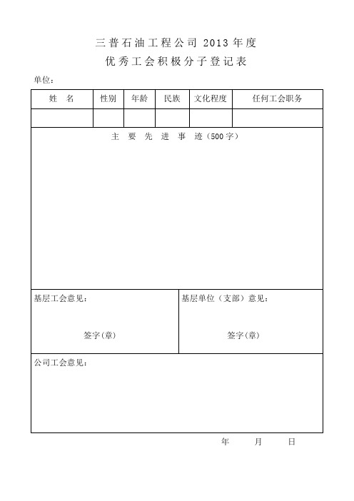 4、优秀工会积极分子登记表及评比条件